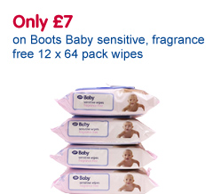 Only £7 on Boots 12pack baby wipes